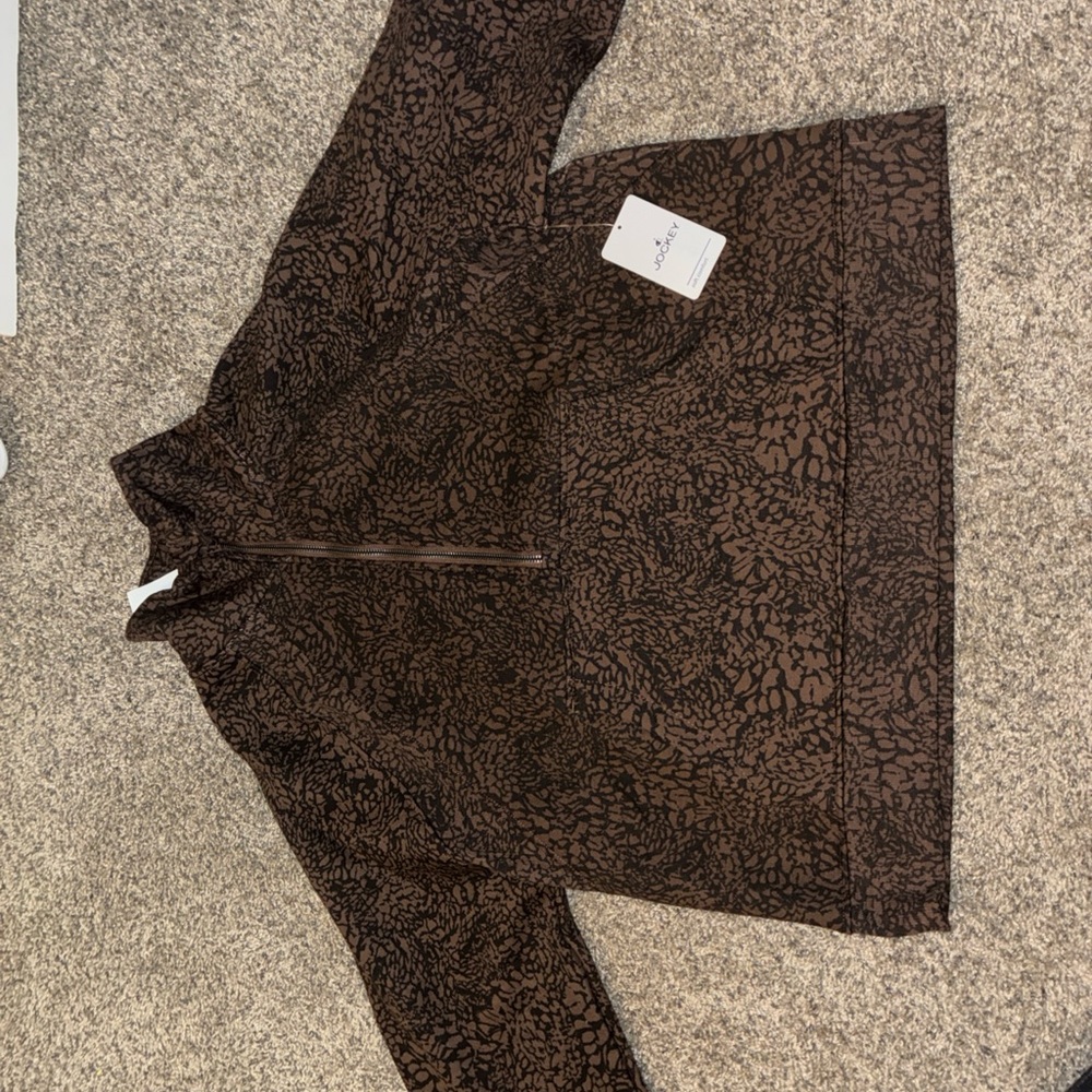 Brown Patterned Jockey Half Zip